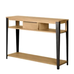 Consolle 1 cassetto in rovere massiccio e metallo (120 x 85 cm) Bristol Naturale