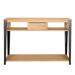 Consolle 1 cassetto in rovere massiccio e metallo (120 x 85 cm) Bristol Naturale