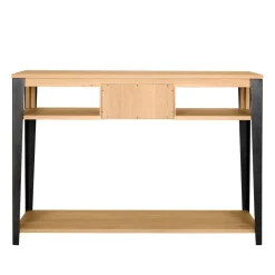 Consolle 1 cassetto in rovere massiccio e metallo (120 x 85 cm) Bristol Naturale