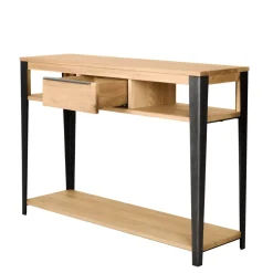 Consolle 1 cassetto in rovere massiccio e metallo (120 x 85 cm) Bristol Naturale
