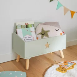 Contenitore porta giocattoli bambino legno (H44 cm) Stars Verde