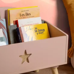 Contenitore porta giocattoli bambino legno (H44 cm) Stars Rosa
