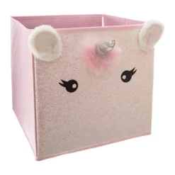 Contenitore portaoggetti bambini (29 x 29 cm) Unicorno Rosa