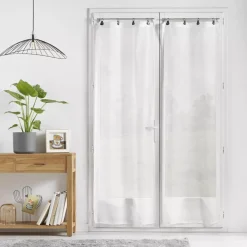 Coppia di tende trasparenti con anelli (70 x 200 cm) Linka Bianca