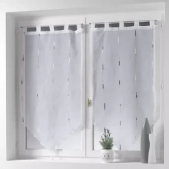 Coppia di tende trasparenti (45 x 120 cm) Chenilla Grigio