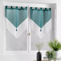 Coppia di tendine (60 x 160 cm) Duetto Blu petrolio e bianco