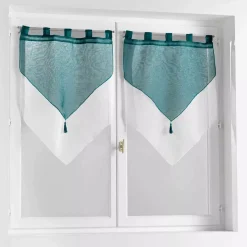Coppia di tendine (60 x 160 cm) Duetto Blu petrolio e bianco