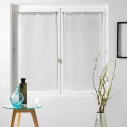Coppia di tendine a vetro (60 x 120 cm) Milza Bianco