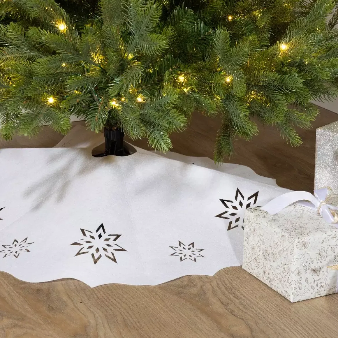copri base albero di raso Bianco