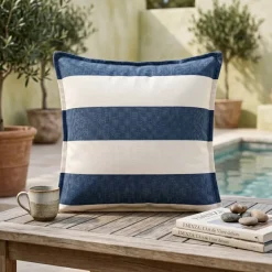 Copricuscino da esterno quadrato idrorepellente (45 x 45 cm) Noa Blu mezzanotte