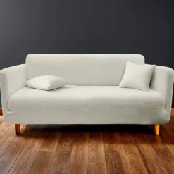 Copridivano effetto bouclé (225 x 245 cm) Laina Ecru