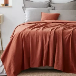 Copriletto cotone (180 x 220 cm) Léa Terracotta