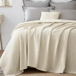 Copriletto cotone nido d'ape (220 x 250 cm) Maya Beige pampa