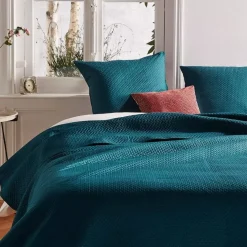 Copriletto e due federe quadrate (240 x 260 cm) Dolce Blu anatra