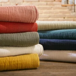 Copriletto in garza di cotone (180 x 240 cm) Gaïa Bianco chantilly