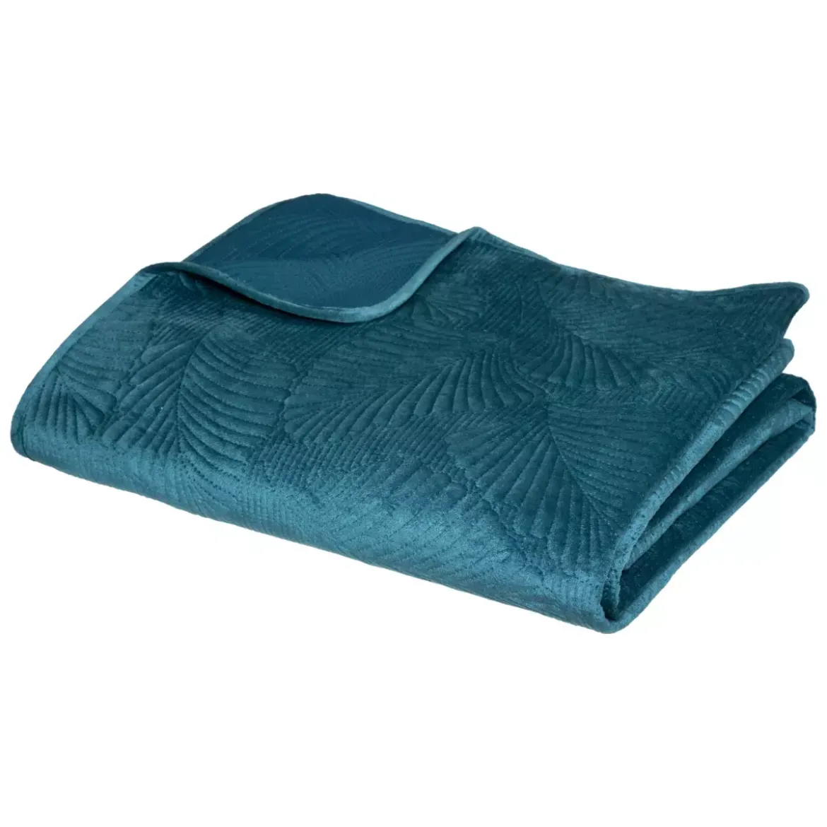 Copriletto (260 x 240 cm) Foglie Blu ottanio