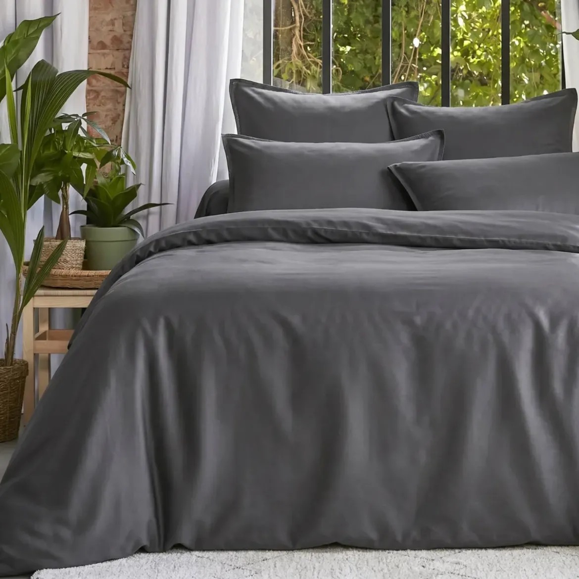 Coprimaterasso in lyocell Tencel™ lavato (260 x 240 cm) Olivia Granito grigio