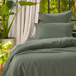 Coprimaterasso in lyocell Tencel™ lavato (140 x 200 cm) Olivia Verde rosmarino