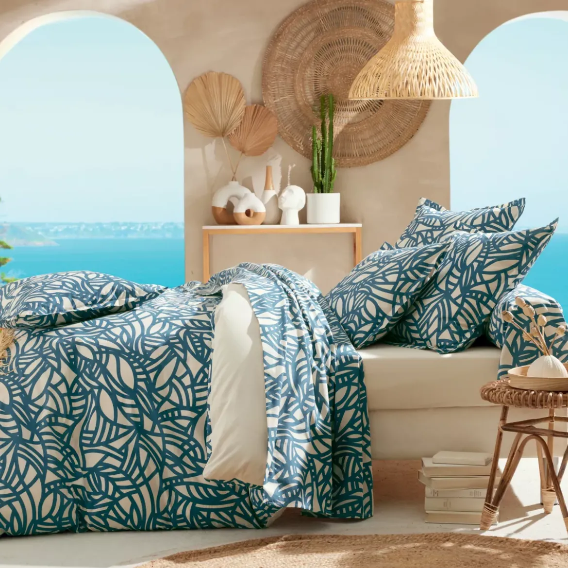 Copripiumino cotone lavato (260 x 240 cm) Serena Blu
