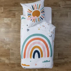 Copripiumino e 1 federa cotone bambini (140 x 200 cm) Arcobaleno Multicolore