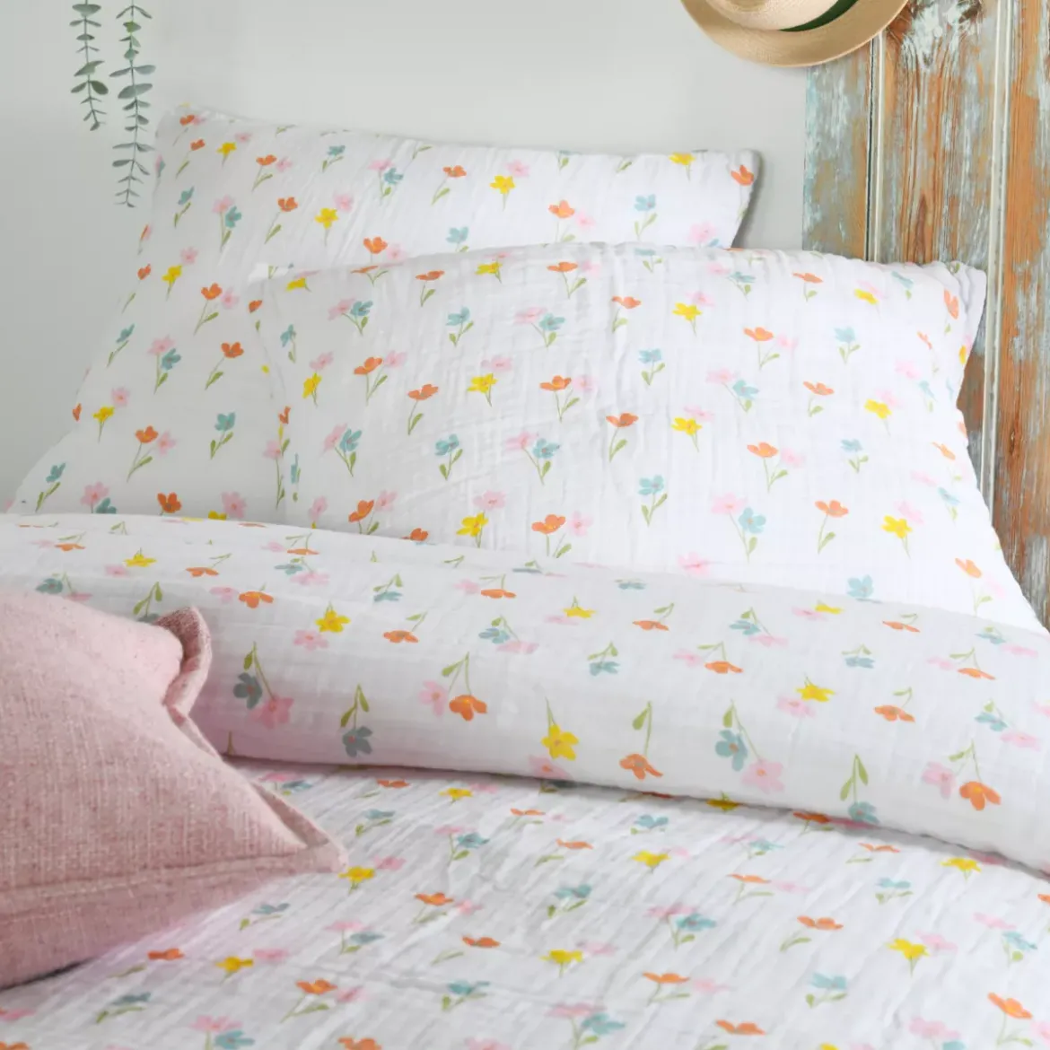 Copripiumino e due federe in doppio cotone a trama (260 x 240 cm) Heloise Multicolore
