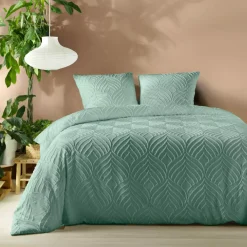 Copripiumino e due federe microfibra (260 x 240 cm) Heltie Verde salvia