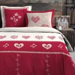 Copripiumino e due federe in cotone (240 x 220 cm) Modane Rosso