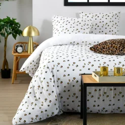 Copripiumino e due federe in doppio cotone (260 x 240 cm) Baguy Marrone