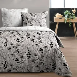 Copripiumino e due federe in cotone (260 x 240 cm) Surya Nero