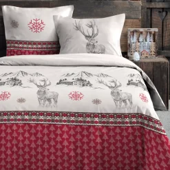 Copripiumino e due federe in cotone (240 x 220 cm) Bauges Rosso