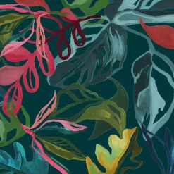 Copripiumino e due federe quadrate cotone (240 cm) Selva Multicolore