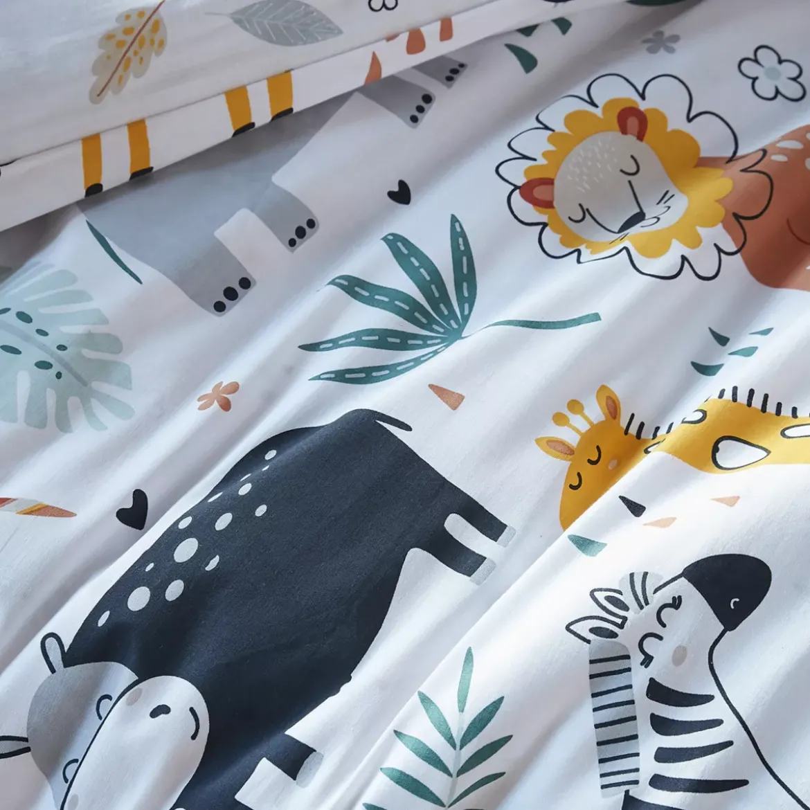Copripiumino e due federe per bambini in cotone (240 x 220 cm) Savana Multicolore