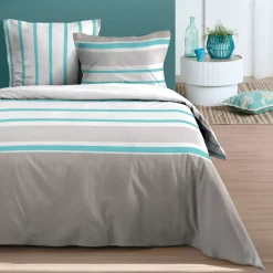 Copripiumino e due federe in cotone (240 x 220 cm) Barbados Verde celadon