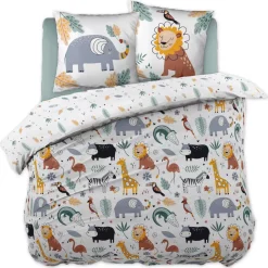 Copripiumino e due federe per bambini in cotone (200 x 200 cm) Savana Multicolore
