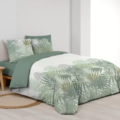 Copripiumino e due federe in cotone (240 x 220 cm) Nymea Verde