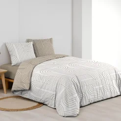 Copripiumino e due federe in cotone (240 x 220 cm) Modul Beige