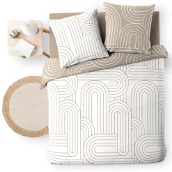 Copripiumino e due federe in cotone (240 x 220 cm) Modul Beige