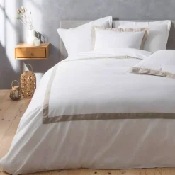 Copripiumino e due federe quadrate cotone (260 cm) Lauraline Bianco