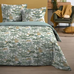 Copripiumino e due federe in cotone (240 x 220 cm) Mafate Verde
