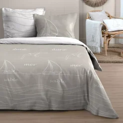 Copripiumino e due federe in cotone (240 x 220 cm) Dune Beige