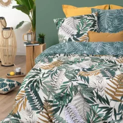 Copripiumino e due federe quadrate cotone (260 cm) Tropik Verde