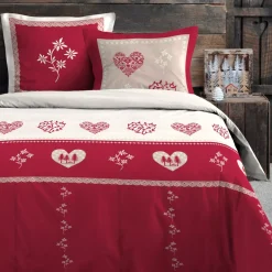 Copripiumino e due federe in cotone (260 x 240 cm) Modane Rosso