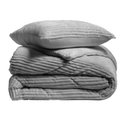 Copripiumino e due federe in flanella (240 x 220 cm) Veloutea Grigio antracite