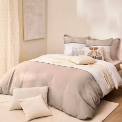 Copripiumino e due federe in cotone (240 x 220 cm) Gabrielle Beige