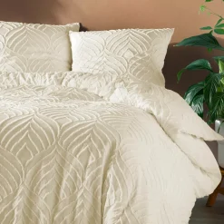 Copripiumino e due federe microfibra tuftata (260 x 240 cm) Heltie Avorio