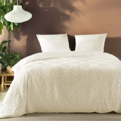 Copripiumino e due federe microfibra tuftata (260 x 240 cm) Heltie Avorio