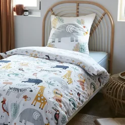 Copripiumino e federa per bambini in cotone (140 x 200 cm) Savana Multicolore