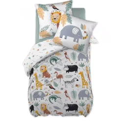 Copripiumino e federa per bambini in cotone (140 x 200 cm) Savana Multicolore