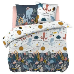 Copripiumino e una federa bambino cotone (240 cm) Octopia Multicolore