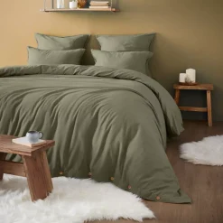 Copripiumino flanella di cotone (240 x 220 cm) Nina Verde rosmarino
